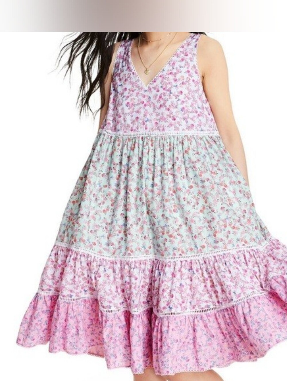 LoveShackFancy 100% Cotton Floral Tiered Midi Dress 2X - Picture 1 of 14